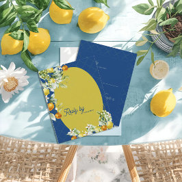 La Dolce Vita Citrus Luxe Blue Gold Wedding Reply RSVP Karte