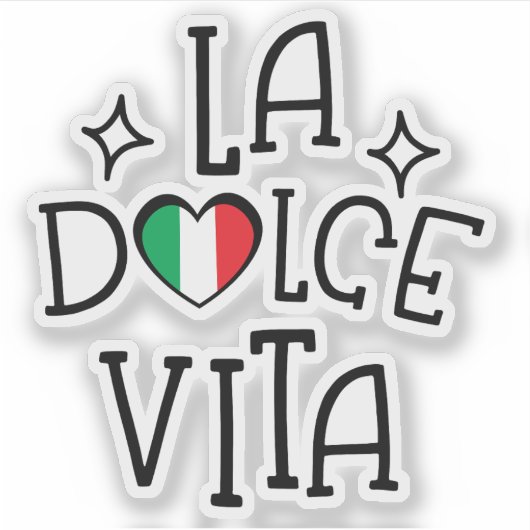 La Dolce Vita Cute Italian Flag Heart Aufkleber (Vorderseite)