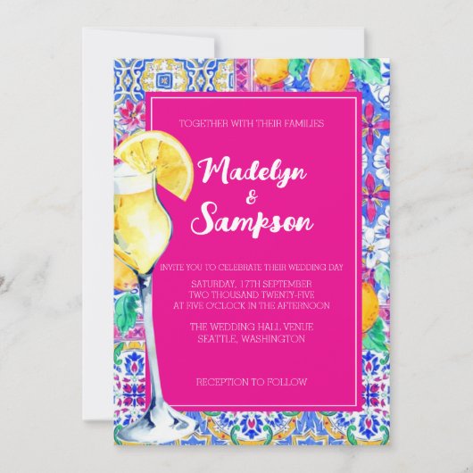 La Dolce Vita Einladung zur Hochzeit von Lemon (Vorderseite)