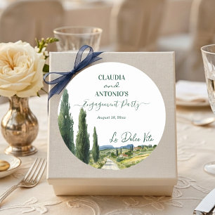 La Dolce Vita Elegante Verlobungsfeier Runder Aufkleber