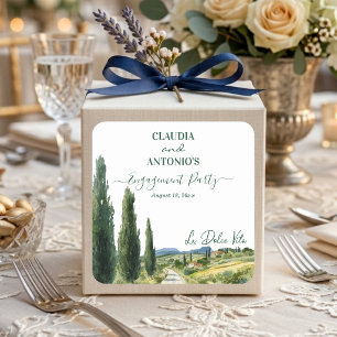 La Dolce Vita Elegante Verlobungsparty Quadratischer Aufkleber