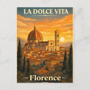 La Dolce Vita - Florenz Vintage Reiseposter Feiertagspostkarte