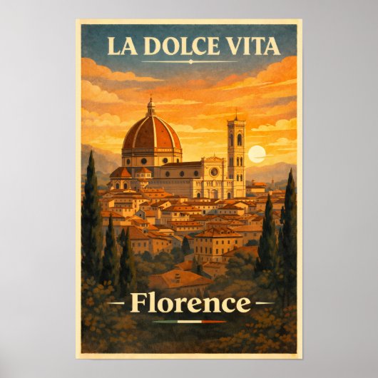 La Dolce Vita - Florenz Vintage Reiseposter Poster (Vorne)