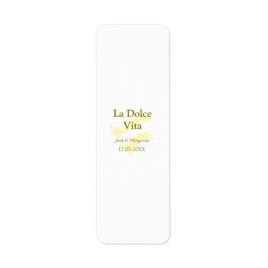 La Dolce Vita gelbe Hochzeitsgesellschaft Name Dat (Vorne)