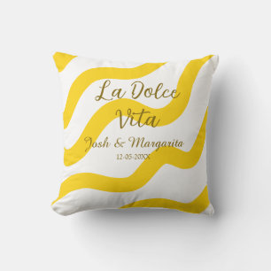 La Dolce Vita gelbe Hochzeitsgesellschaft Name Dat Kissen