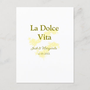 La Dolce Vita gelbe Hochzeitsgesellschaft Name Dat Postkarte