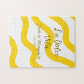 La Dolce Vita gelbe Hochzeitsgesellschaft Name Dat Puzzle (Horizontal)