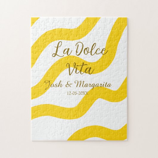 La Dolce Vita gelbe Hochzeitsgesellschaft Name Dat Puzzle (Vertikal)