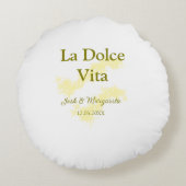 La Dolce Vita gelbe Hochzeitsgesellschaft Name Dat Rundes Kissen (Rückseite)