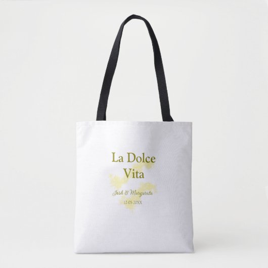 La Dolce Vita gelbe Hochzeitsgesellschaft Name Dat Tasche (Vorderseite)