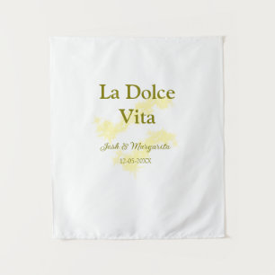 La Dolce Vita gelbe Hochzeitsgesellschaft Name Dat Wandteppich
