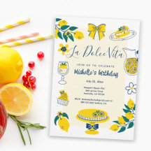 La Dolce Vita Gelbe Zitronen-Doodles-Geburtstagsfe