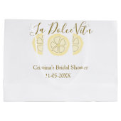 La Dolce Vita gelbe Zitronen-Junggesellinnenabschi Große Geschenktüte (Rückseite)