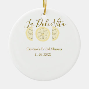 La Dolce Vita gelbe Zitronen-Junggesellinnenabschi Keramik Ornament