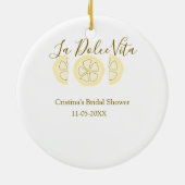 La Dolce Vita gelbe zitronen-junggesellinnenparty Keramik Ornament (Hinten)