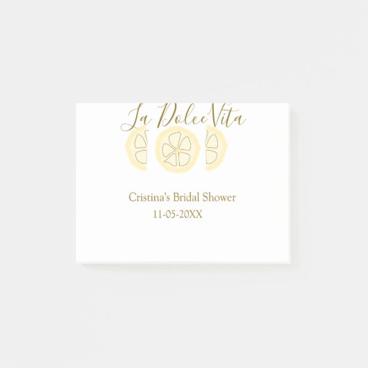 La Dolce Vita gelbe zitronen-junggesellinnenparty  Post-it Klebezettel (Vorderseite)