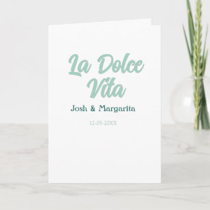 La Dolce Vita grün blau Pastell Name Datum Hochzei Karte