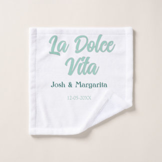 La Dolce Vita grün blau pastell name datum hochzei Waschlappen