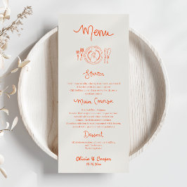 La Dolce Vita Hand Drawn Wedding Menükarte