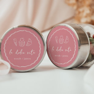 "La Dolce Vita" Handgeschriebene Babyparty zur Hoc Runder Aufkleber