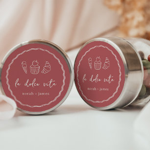 "La Dolce Vita" Handgeschriebene Brautparty Runder Aufkleber
