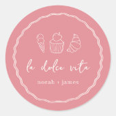 "La Dolce Vita" Handgeschriebenes Brautparty Runder Aufkleber (Vorderseite)
