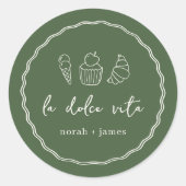 "La Dolce Vita" Handgeschriebenes Brautparty Runder Aufkleber (Vorderseite)