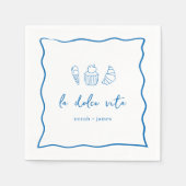 "La Dolce Vita" Handgeschriebenes Brautparty Serviette (Vorderseite)