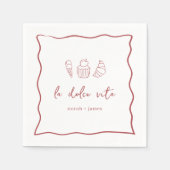 "La Dolce Vita" Handgeschriebenes Brautparty Serviette (Vorderseite)