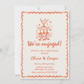 La Dolce Vita Handgezeichnete Engagement Party Einladung (Vorderseite)