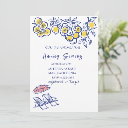 La Dolce Vita Italia Lemon Yellow Einladung (Stehend Vorderseite)