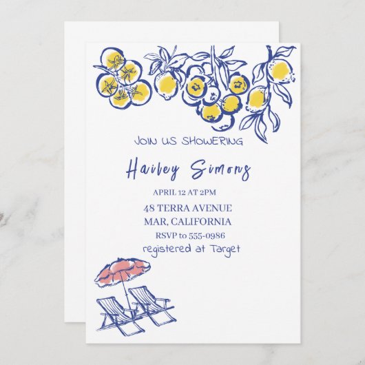 La Dolce Vita Italia Lemon Yellow Einladung (Vorne/Hinten)