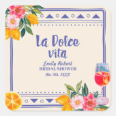 La Dolce Vita Italia Zitronen Brautparty Gevor Quadratischer Aufkleber (Vorderseite)