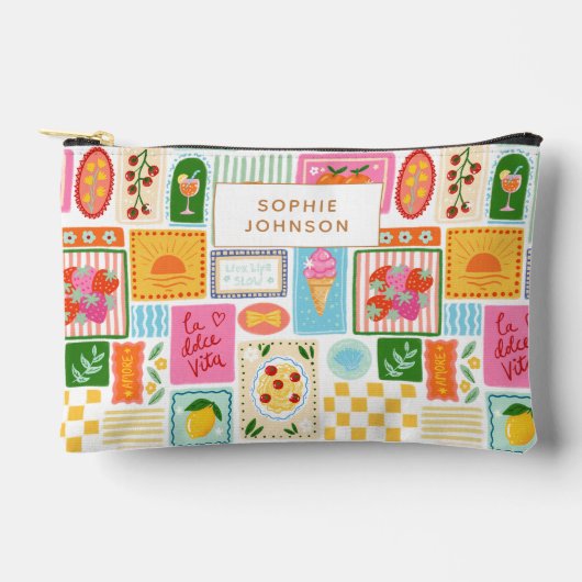 La Dolce Vita Italian French Personalized Colorful Zubehörtasche (Vorderseite)