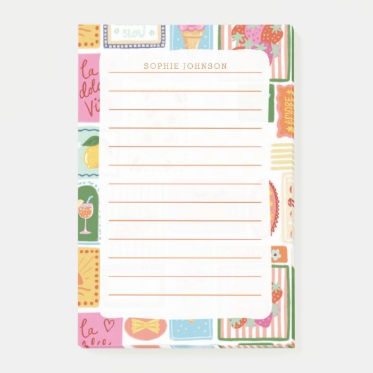 La Dolce Vita Italian French Personalized Girly Post-it Klebezettel (Vorderseite)