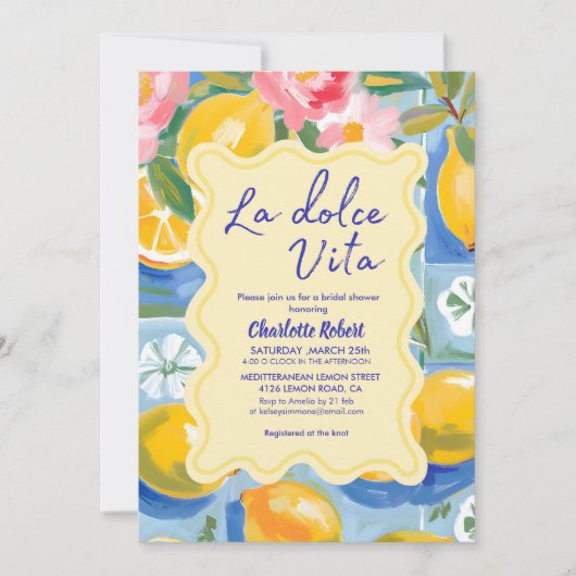 La dolce vita Italian Lemon Brautparty Einladung (Vorderseite)