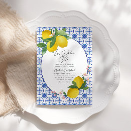 La Dolce Vita Italian Lemon Tiles Wedding QR Code Einladung