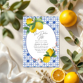 La Dolce Vita Italian Lemon Tiles Wedding QR Code Einladung