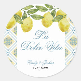 La Dolce Vita Italian Lemon Wedding Runder Aufkleber