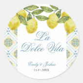 La Dolce Vita Italian Lemon Wedding Runder Aufkleber (Vorderseite)