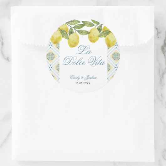 La Dolce Vita Italian Lemon Wedding Runder Aufkleber (Tasche)
