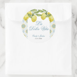 La Dolce Vita Italian Lemon Wedding Runder Aufkleber