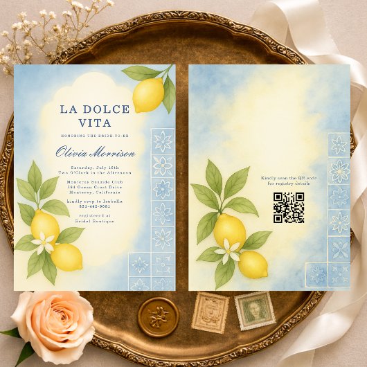 La Dolce Vita Italian QR Code Bridal Shower Einladung