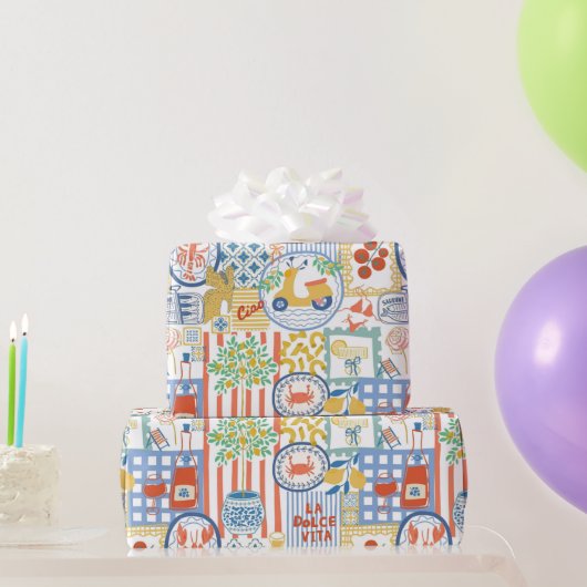 La Dolce Vita Italian Summer Lemons Mediterranean  Geschenkpapier (Partygeschenke)