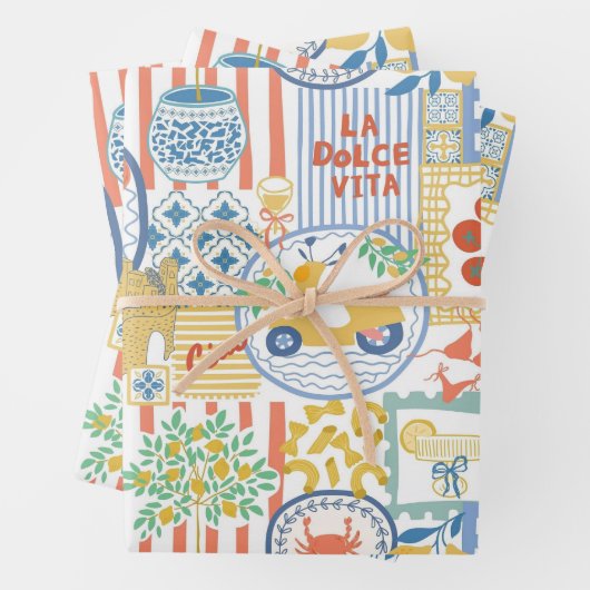 La Dolce Vita Italian Summer Lemons Mediterranean  Geschenkpapier Set (Beispiel)