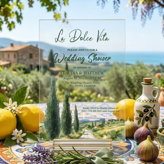 La Dolce Vita Italian View Wedding Shower Acryleinladungen