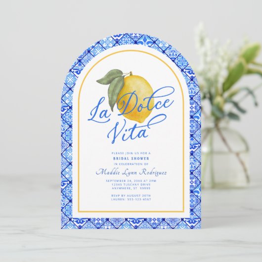 La Dolce Vita Italien Bridal Dusche Einladung (Stehend Vorderseite)