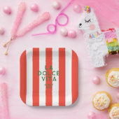 La Dolce Vita Italien Rote Cabana Pappteller (Party)