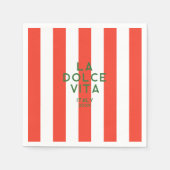 La Dolce Vita Italien Zielort Red Cabana Streifen Serviette (Vorderseite)
