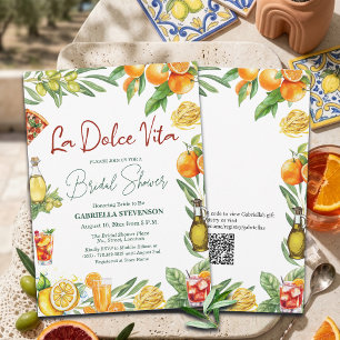 La Dolce Vita Italienischer Cocktail QR-Code Braut Einladung